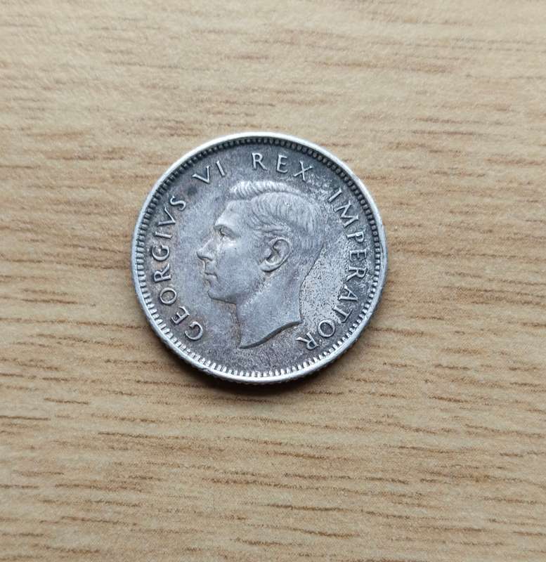 South Africa 1937 Silver Sixpence.