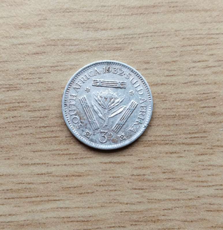 South Africa 1932 Silver Threepence.