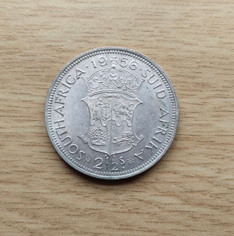 South Africa 1956 Silver Half Crown.
