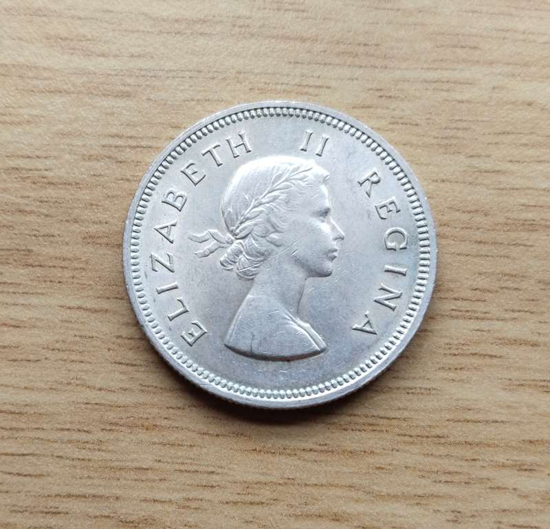 South Africa 1954 Silver Two shillings.