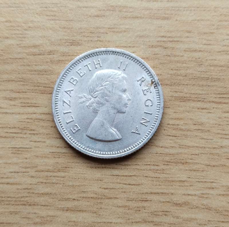 South Africa 1954 Silver Shilling.