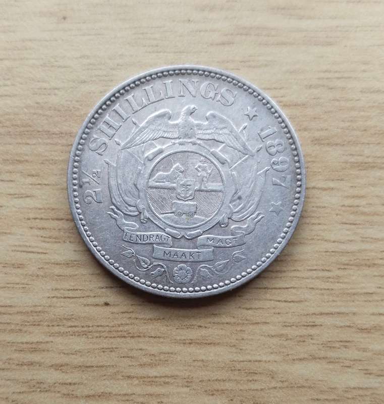 Error ZAR Paul Kruger 1897 Half Crown. Parts of ZUID Missing. Nice coin!!