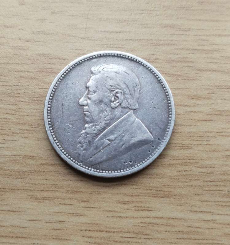 ZAR Paul Kruger 1895 Silver Two shillings.