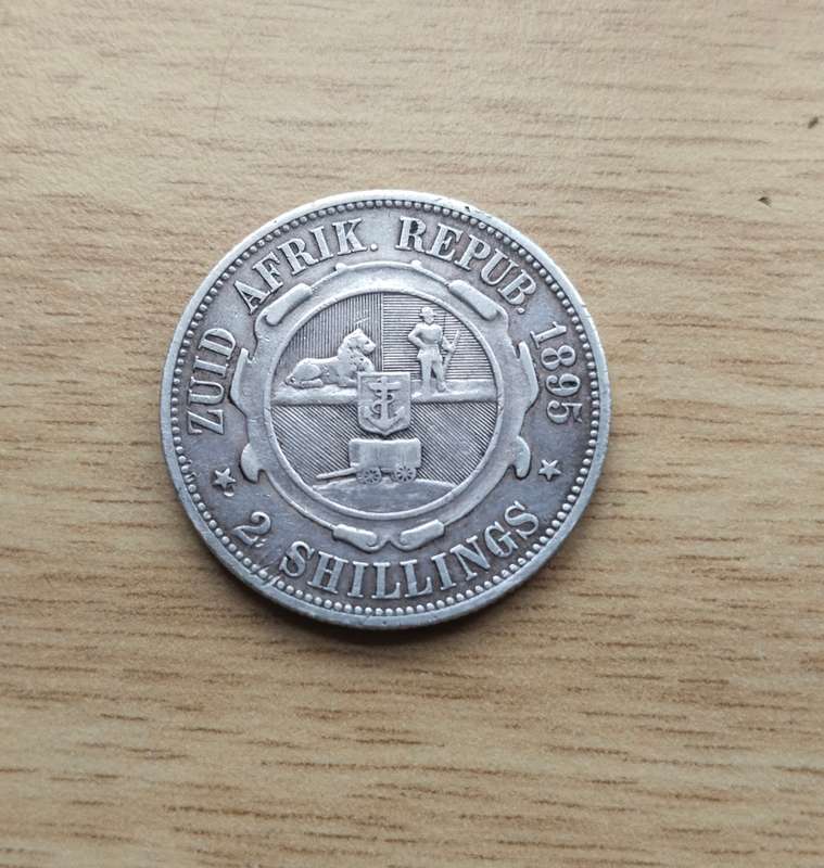 ZAR Paul Kruger 1895 Silver Two shillings.