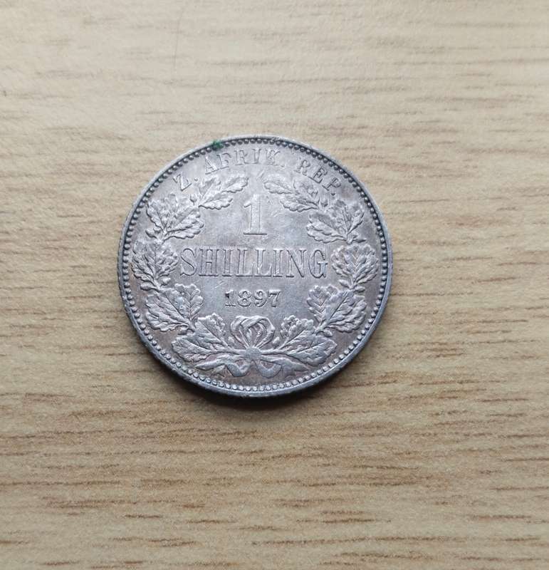 ZAR Paul Kruger 1897 Silver Shilling. Good condition.