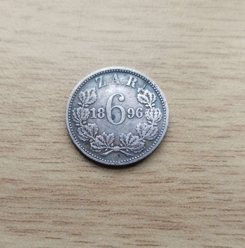 ZAR Paul Kruger 1896 Silver Sixpence.