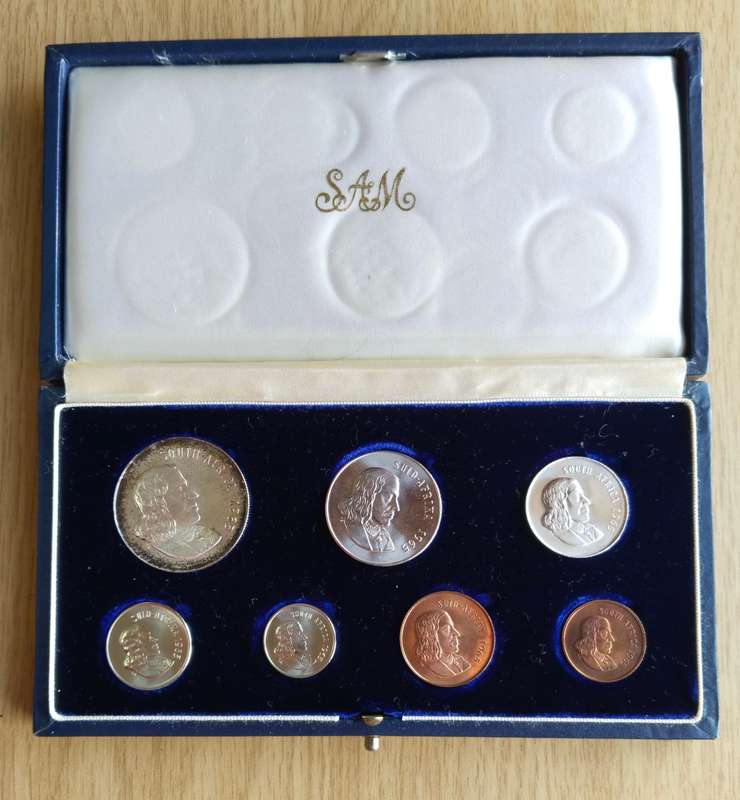 South Africa 1965 Proof Set with Silver one Rand.