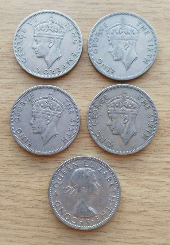 Southern Rhodesia 1947, 1949, 1950, 1951 and 1956 Two shillings.