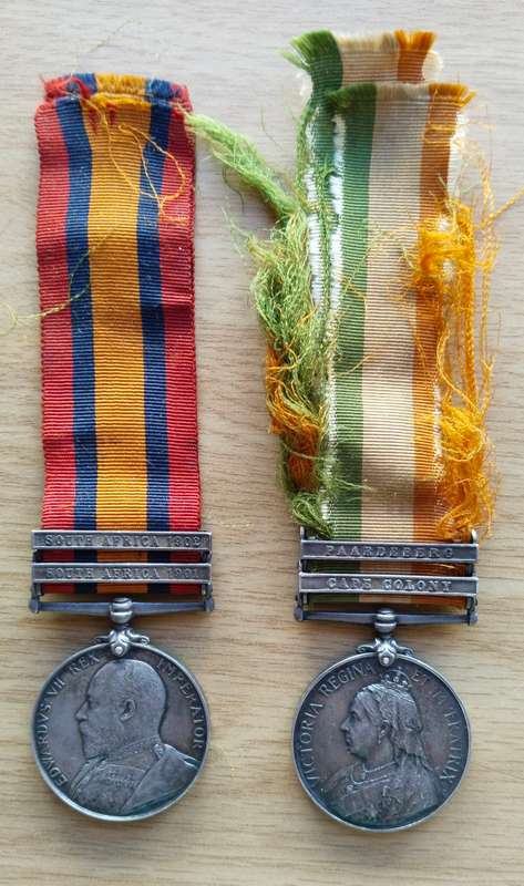 Boer War Paardeberg Cape Colony group Medals awarded to TPR. B.F. ROBINSON. NESBITT'S H.
