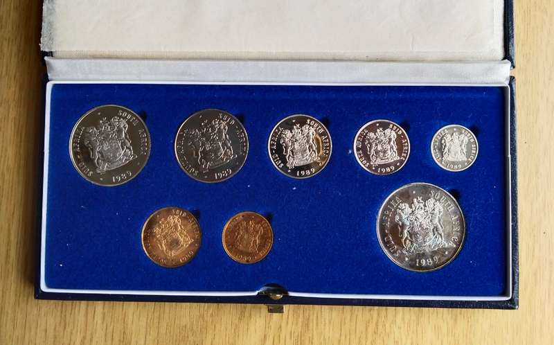 South Africa 1989 Silver one Rand proof coin set.