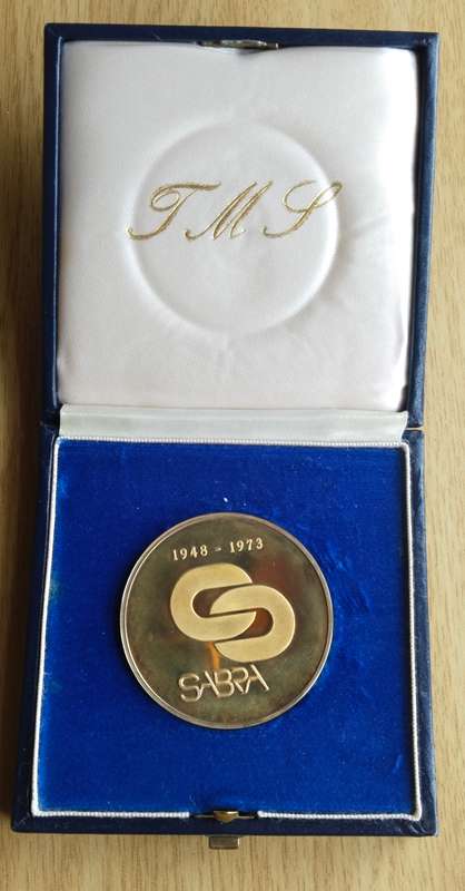 SABRA 1948-1973 Silver Commemorative Medal. 40.65 grams.