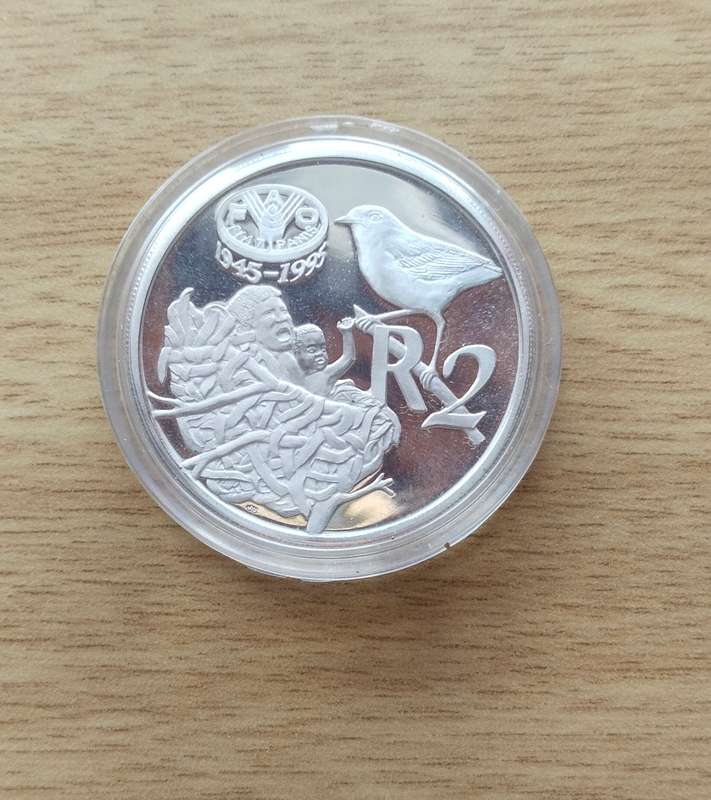 South Africa 1995 FAO Silver Proof Two Rand.
