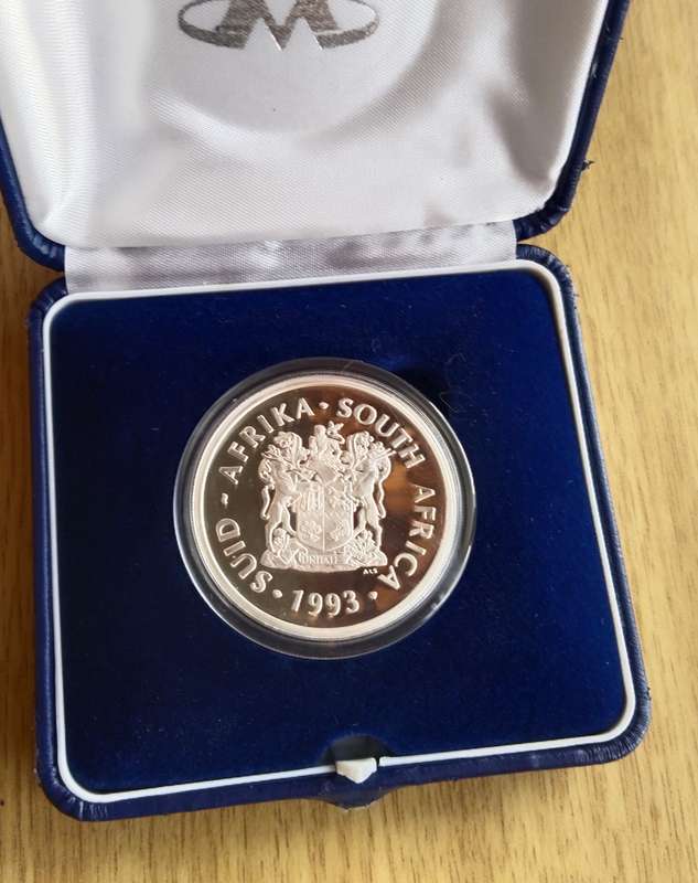 South Africa 1993 Peace Silver Proof Two Rand.