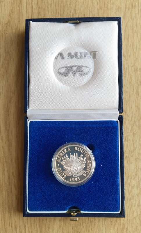 South Africa 1993 Silver Proof Banking One Rand.