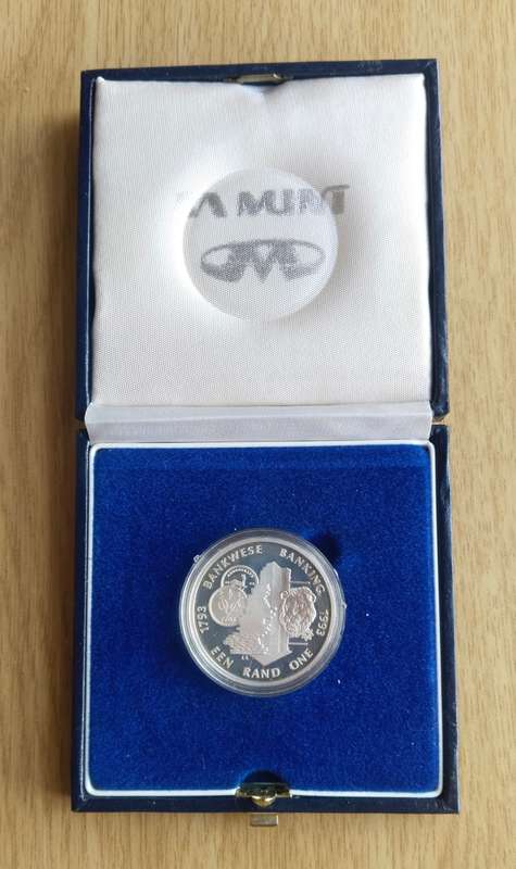 South Africa 1993 Silver Proof Banking One Rand.
