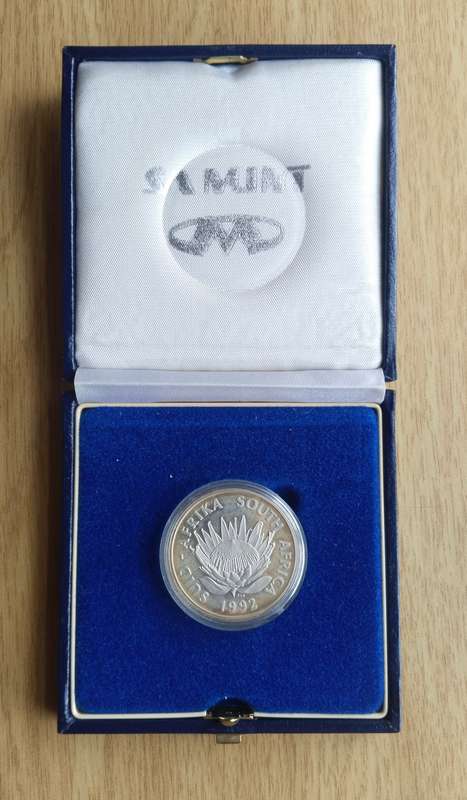 South Africa 1992 Silver Soli Deo Gloria Proof One Rand.