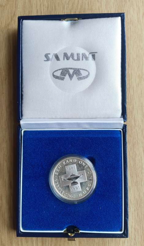South Africa 1991 Silver Proof nursing one rand.