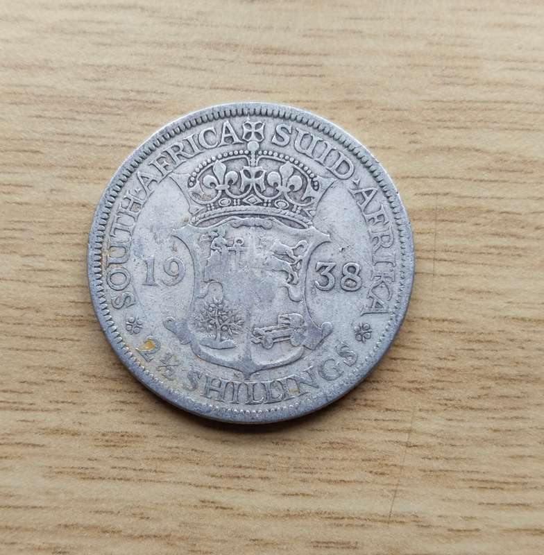 South Africa 1938 Silver Half Crown.