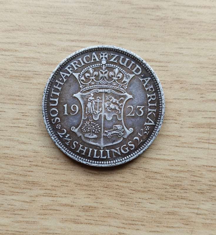 South Africa 1923 Silver Half Crown. Nice date.