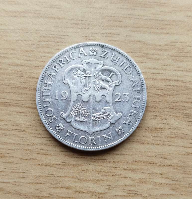 South Africa 1923 Silver Two shillings. Nice date.
