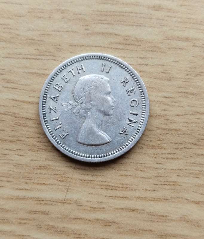 South Africa 1959 Silver Shilling. Rare date.