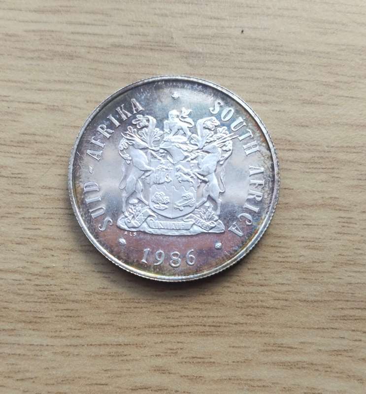 South Africa 1986 Silver Proof Johannesburg One Rand.