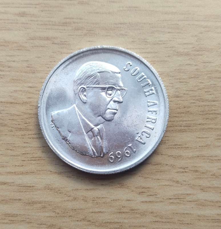 South Africa 1969 Silver English One Rand. Great condition.