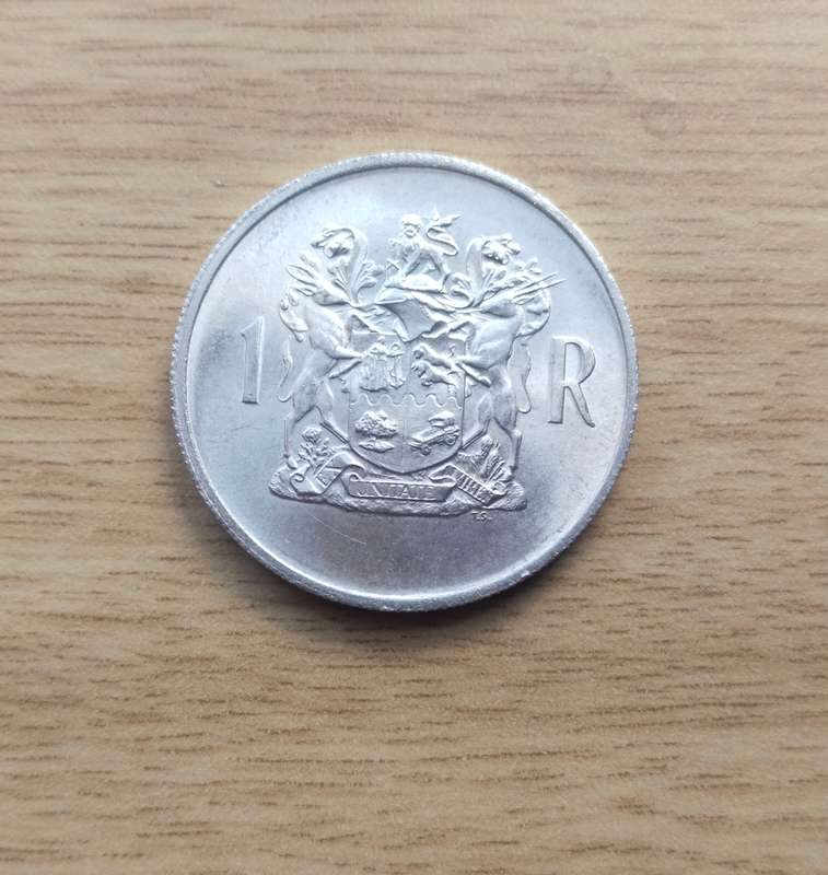 South Africa 1969 Silver English One Rand. Great condition.