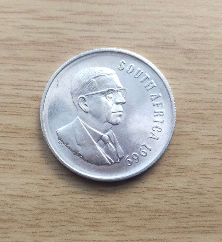 South Africa 1969 Silver English One Rand. Great condition.