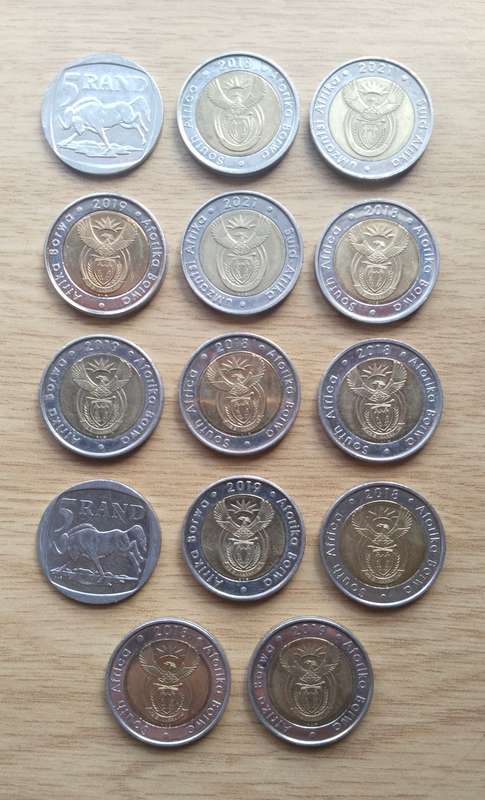 South Africa collection of 14 collectable R5 coins. One bid takes all.