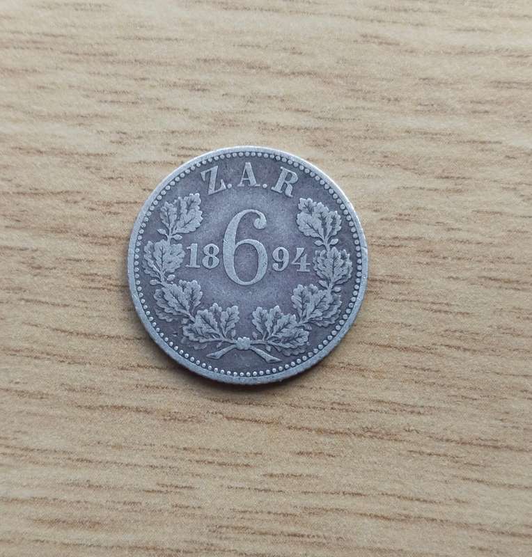 ZAR Paul Kruger 1894 Silver Sixpence.