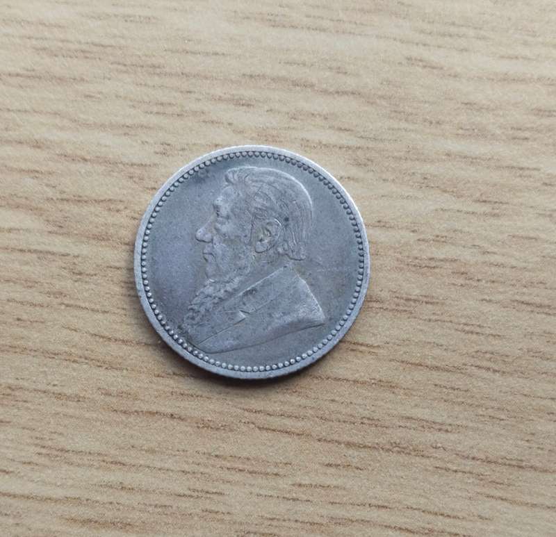 ZAR Paul Kruger 1893 Silver Sixpence. Rare date.