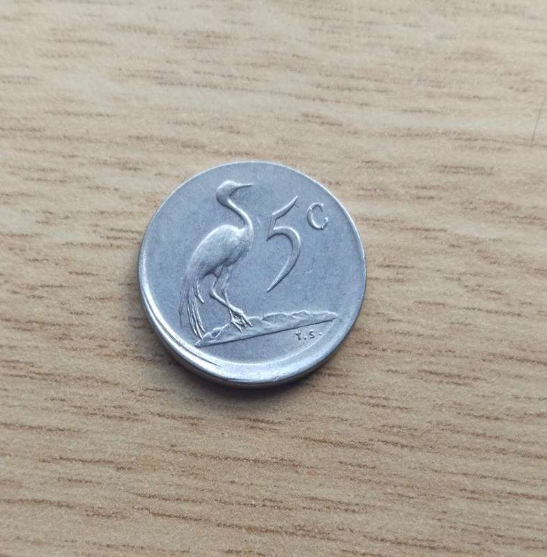 Error South Africa 1971 Nickel 5 cent.