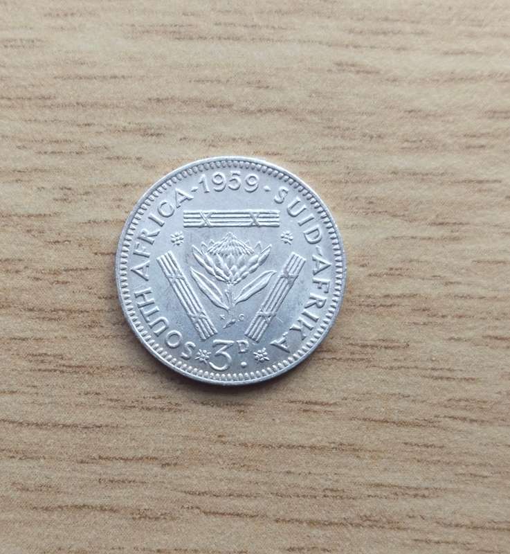 South Africa 1959 Silver Threepence.