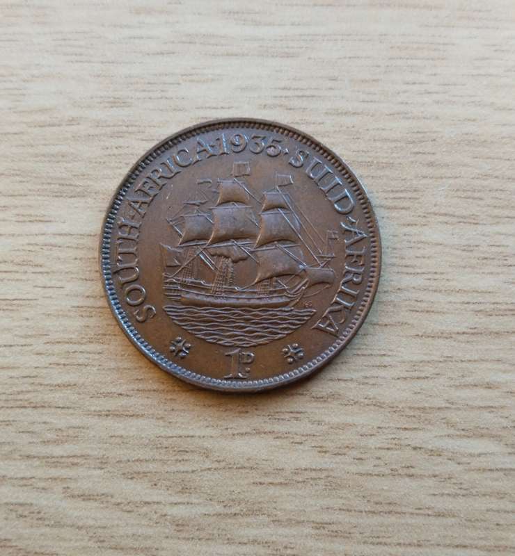 South Africa 1935 Penny. Good condition.