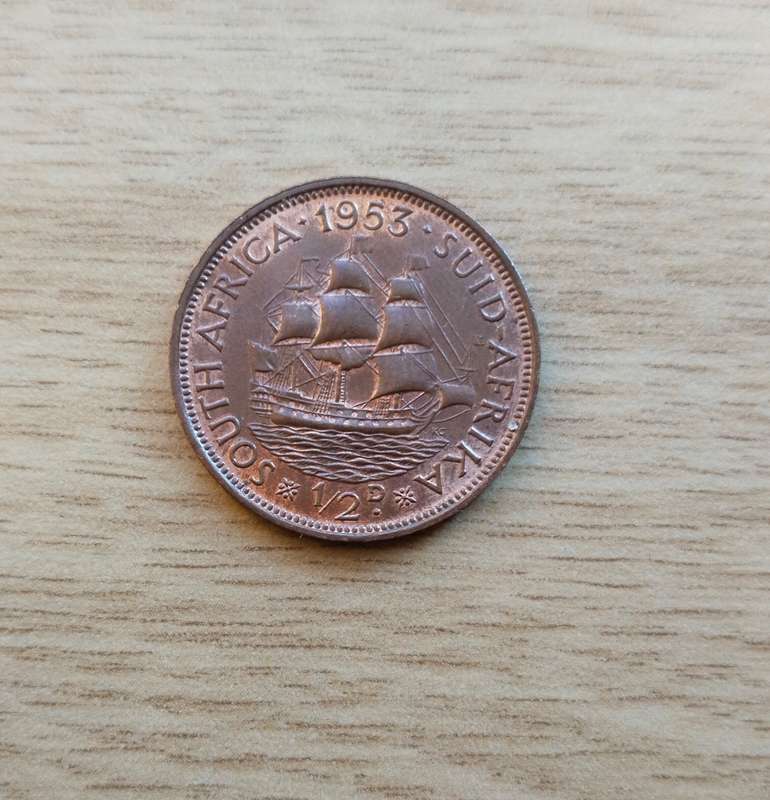 South Africa 1953 Good condition half penny.