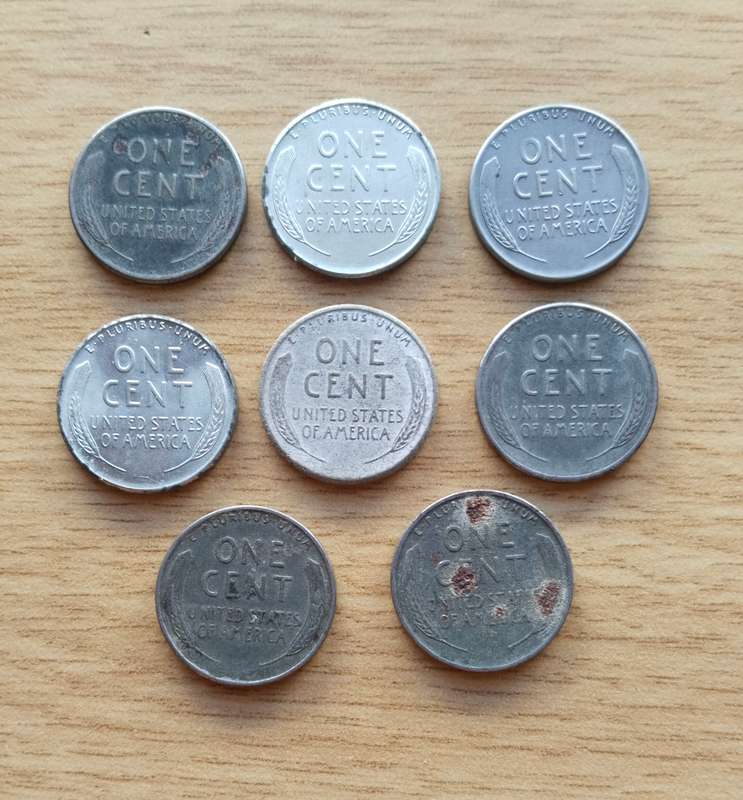 America collection of 8 ( 1943 ) Steel Penny's. One bid takes all.