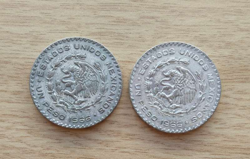 Mexico collection of 2 Silver In Peso coins. One bid takes all.
