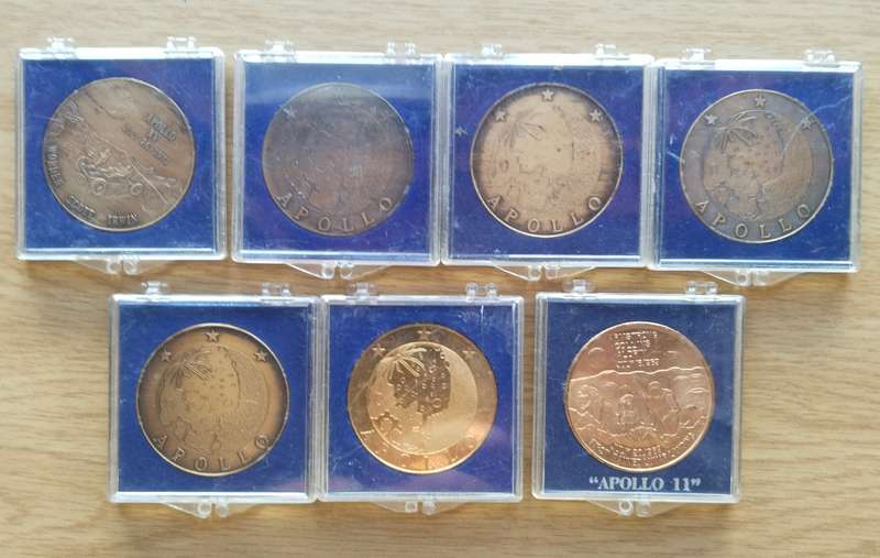 Apollo collection of 7 old commemorative Medals. One bid takes all.