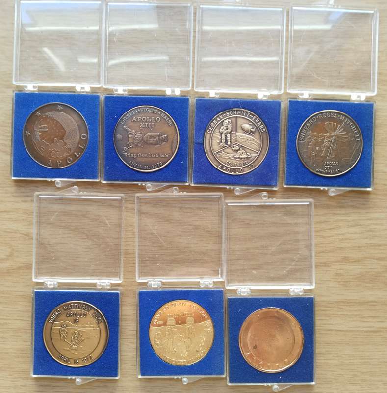 Apollo collection of 7 old commemorative Medals. One bid takes all.