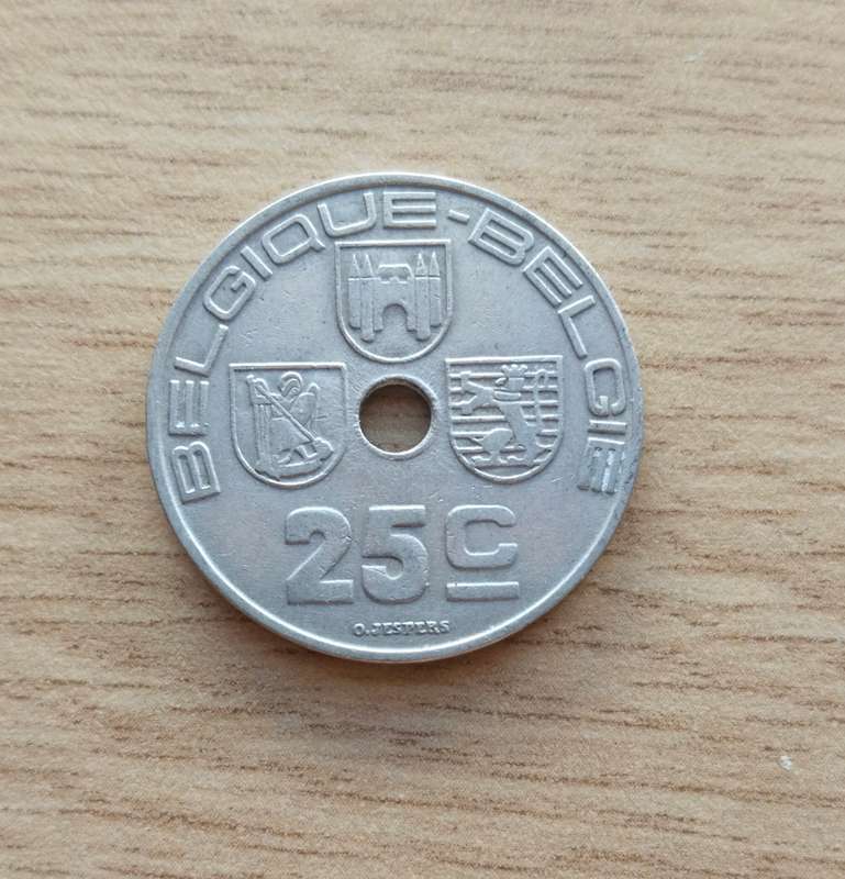 Belgium 1939 Old 25 cents.