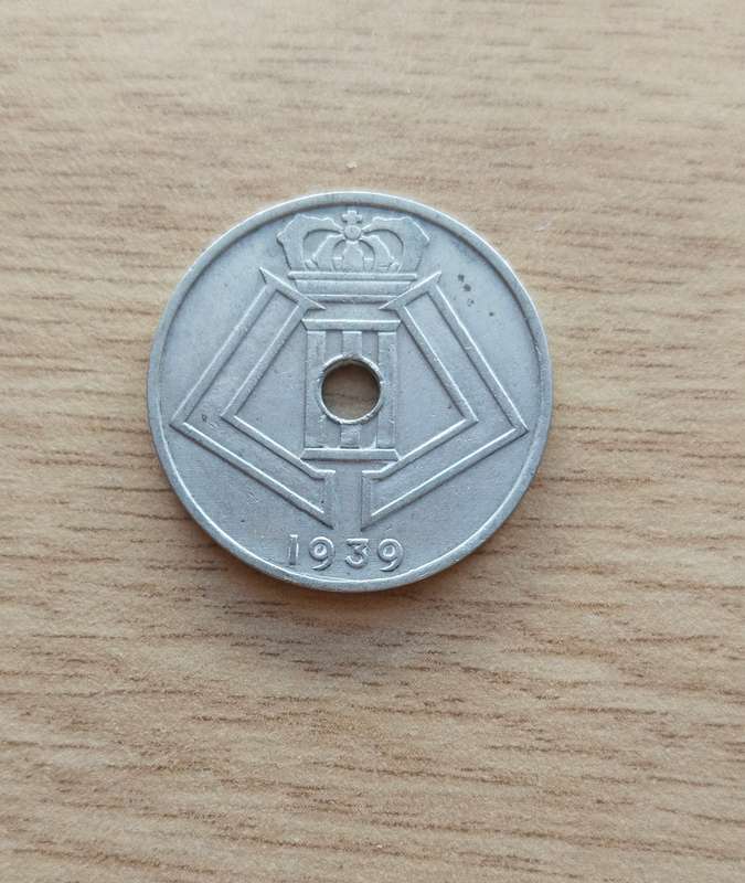 Belgium 1939 Old 25 cents.