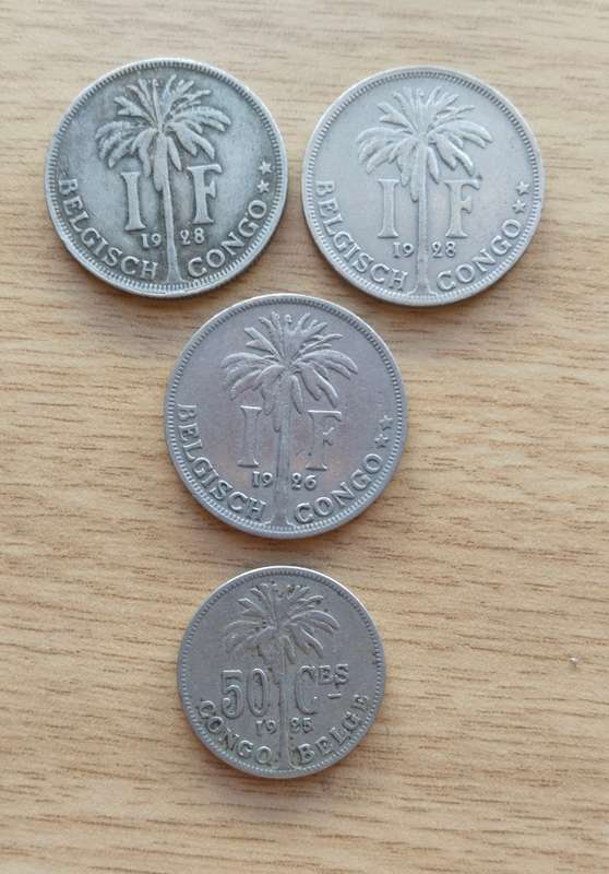 Belgium Congo Collection of 4 old coins.