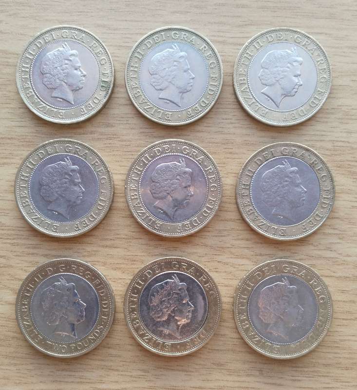 Great Britain collection of 9 Different Commemorative two pounds. R435.73 in today exchange Rate.
