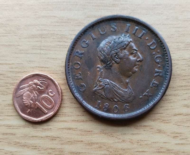 Great Britain 1806 King George 111 Half Penny. Good condition.
