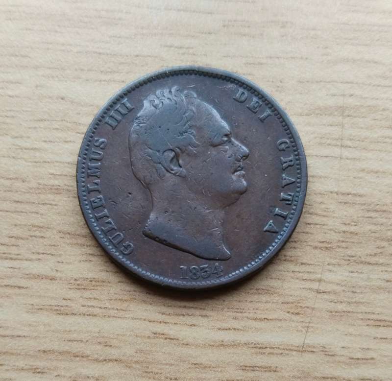 Great Britain 1834 King William 1111 Half Penny.