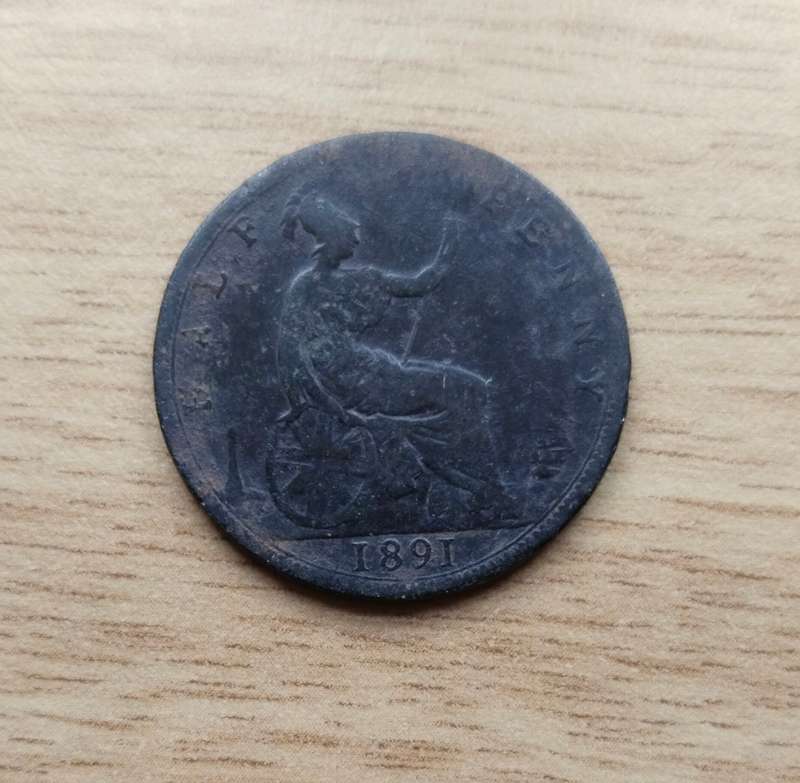 Great Britain Queen Victoria 1891 Half Penny.