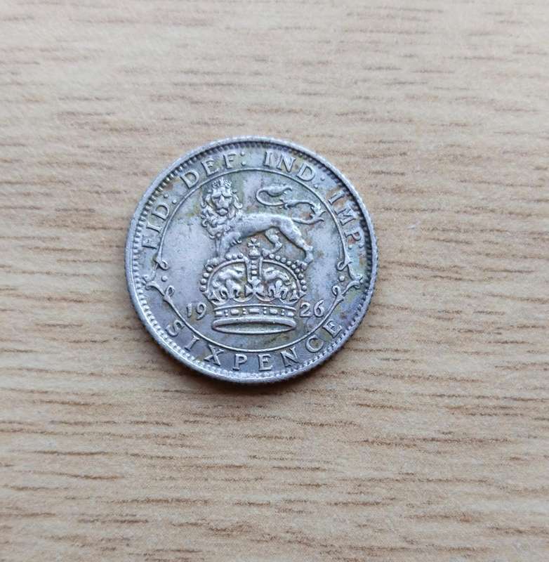 Great Britain 1926 King George Silver Sixpence.
