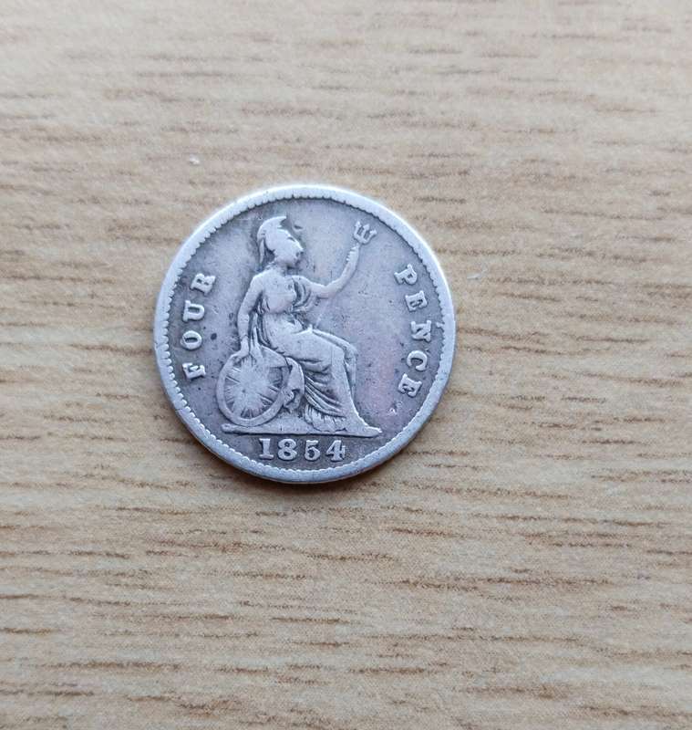 Great Britain 1954 Queen Victoria silver Four Pence.