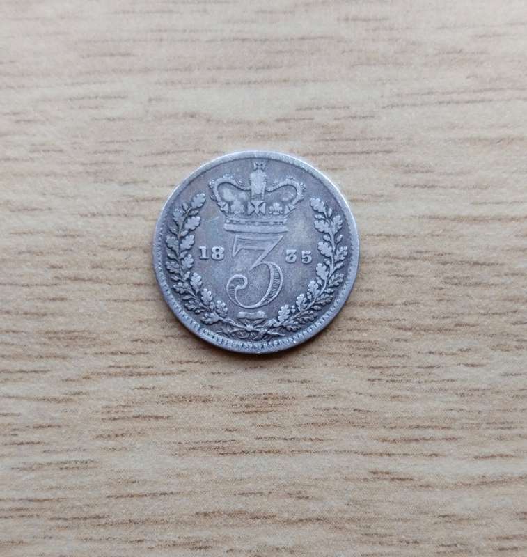 Great Britain 1835 King William 1111 Silver Threepence.
